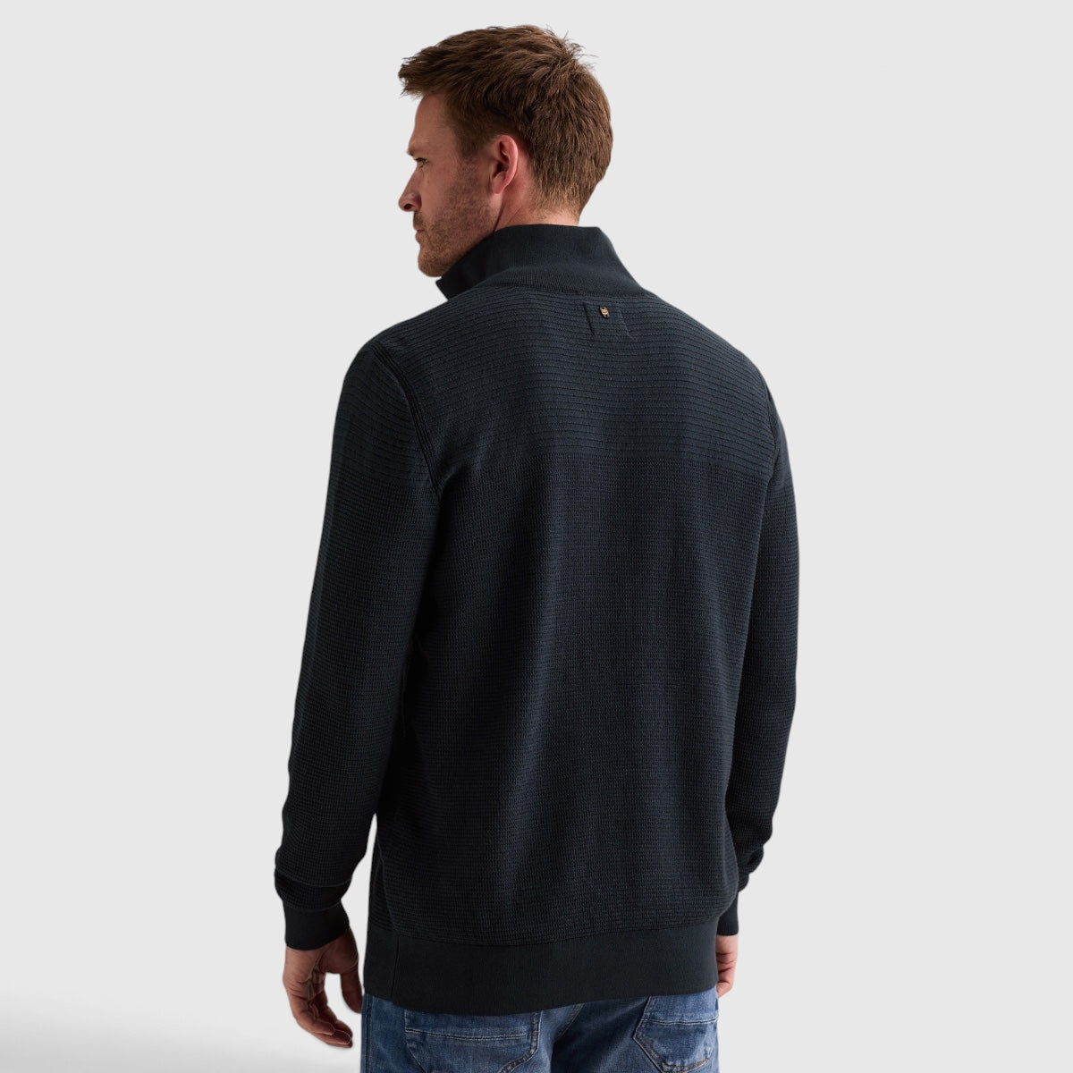 PKW2610301-5281 PME Legend Trui Half Zip Cotton Mouline Salute / Marineblauw