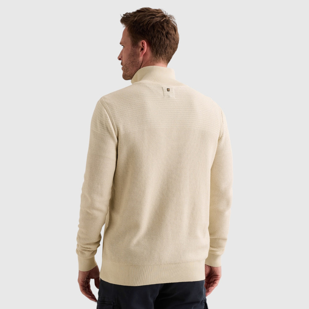 PKW2610301-7013 PME Legend Trui Half Zip Cotton Mouline Bone White / Gebroken wit