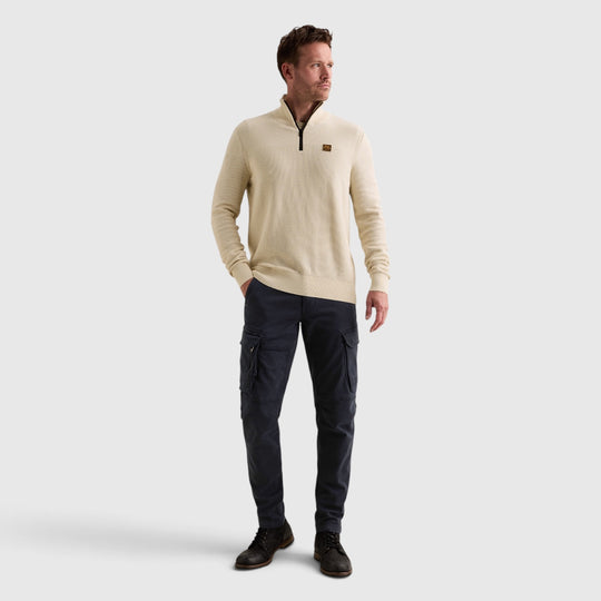 PKW2610301-7013 PME Legend Trui Half Zip Cotton Mouline Bone White / Gebroken wit