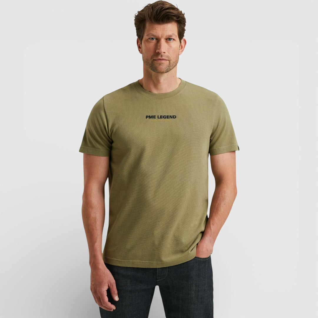 PTSS2508564-6379 PME Legend T-Shirt Van wafelstructuur Jersey Oil Green / Groen