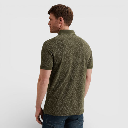 PPSS2602852-6415 PME Legend Polo With Allover Print And Rib Collar Ivy Green / Groen