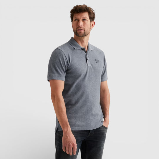 PPSS2602856-5106 PME Legend Polo Popcorn Jersey Folkstone Grey / Blauw Grijs