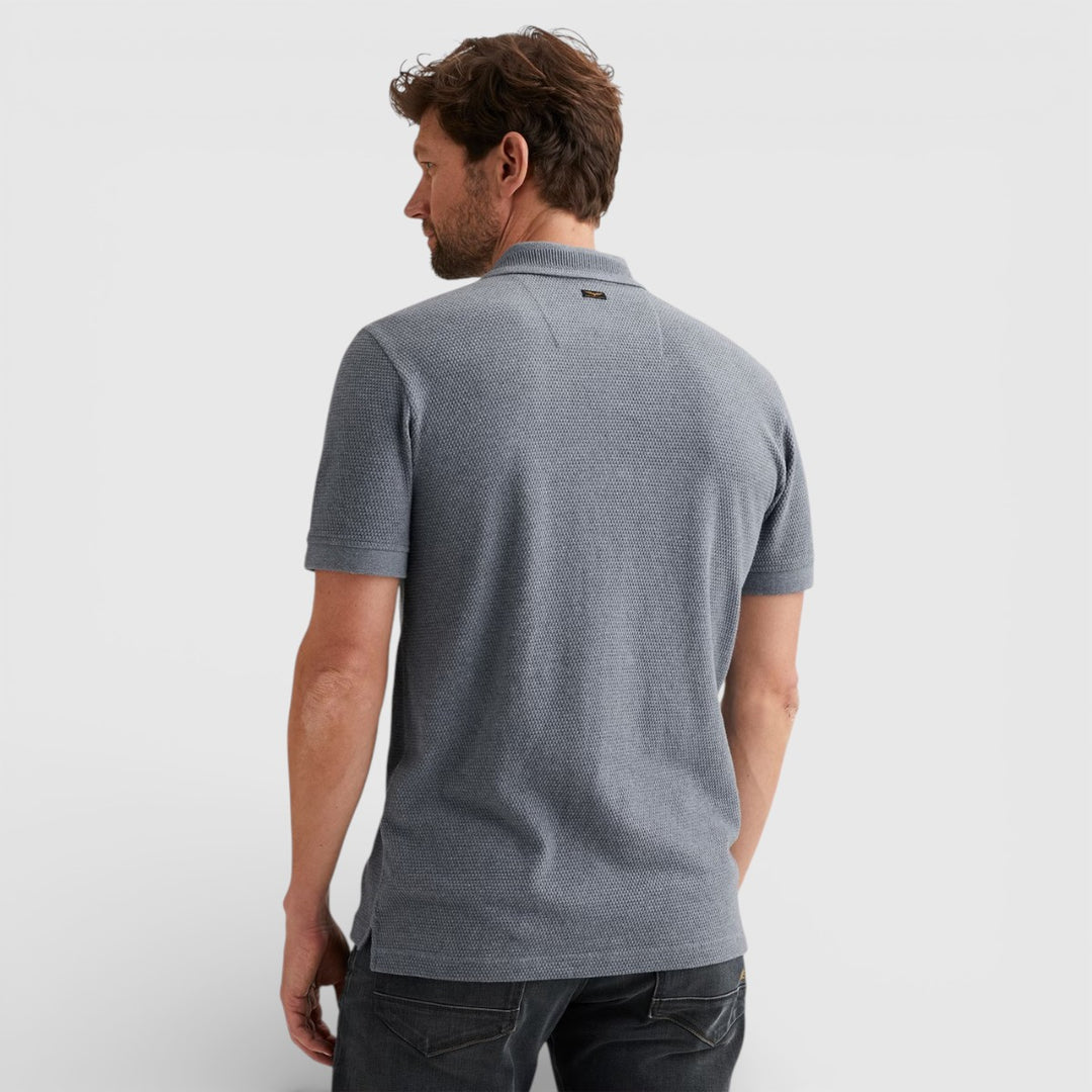 PPSS2602856-5106 PME Legend Polo Popcorn Jersey Folkstone Grey / Blauw Grijs