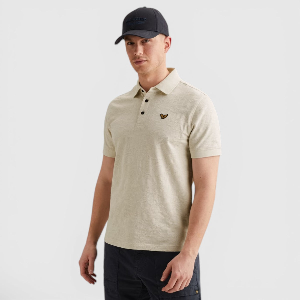 PPSS2603883-7013 PME Legend Polo Jacquard jersey Bone White / Beige