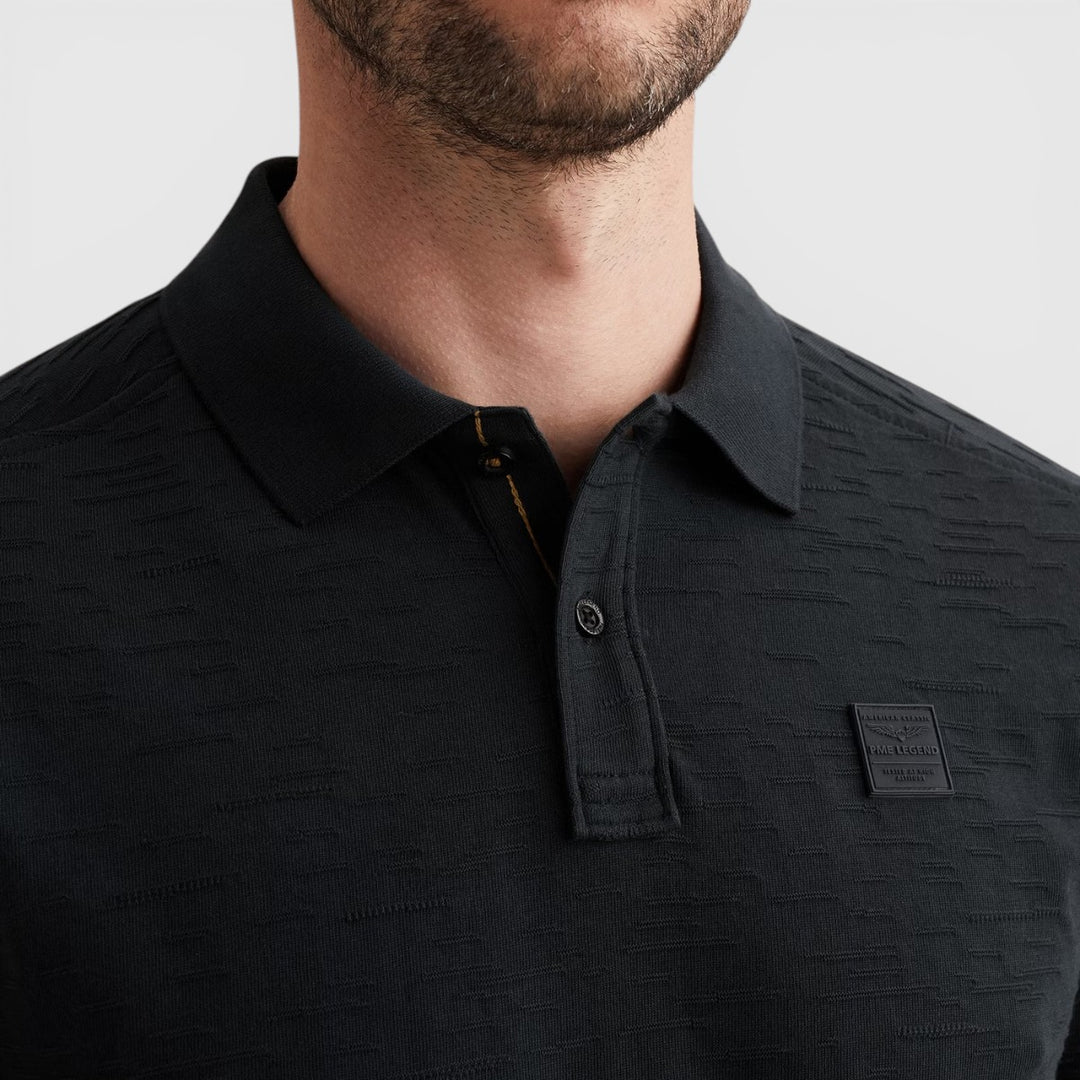 PPSS2604868-5282 PME Legend Polo Jacquard jersey Carbon / Donkerblauw