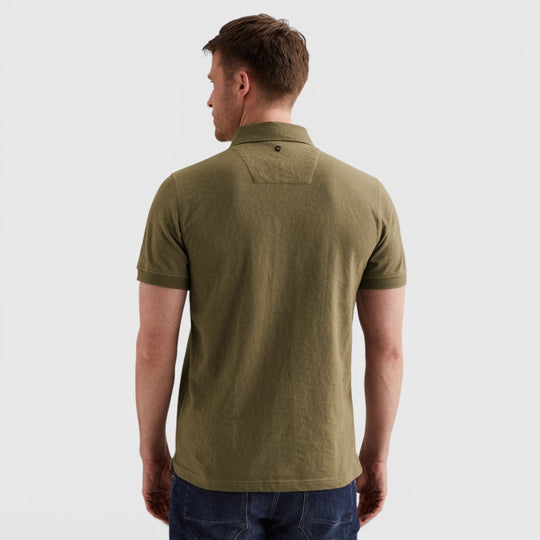 PPSS2605860-6389 PME Legend Polo Jersey Met Allover Jacquardpatroon Dusky Green / Groen