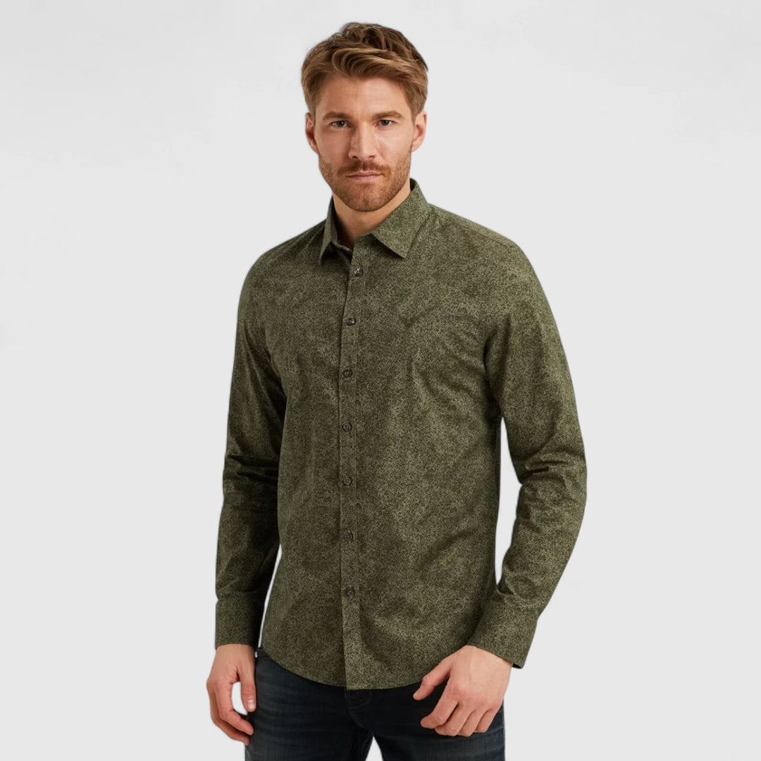PSI2508211-6416 Olive Night PME Legend Shirt Print Cotton Lycra