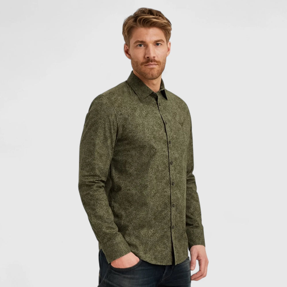 PSI2508211-6416 Olive Night PME Legend Shirt Print Cotton Lycra