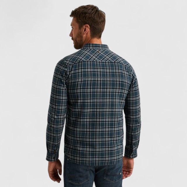PSI2510201-5281 PME Legend Shirt Herringbone Yarn Dyed Check Salute / Donkerblauw