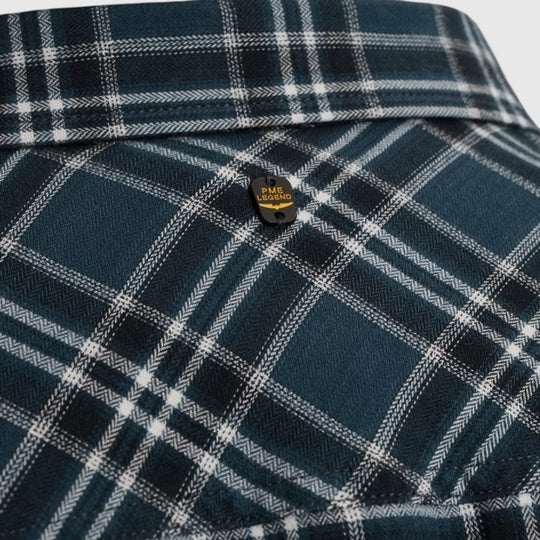 PSI2510201-5281 PME Legend Shirt Herringbone Yarn Dyed Check Salute / Donkerblauw