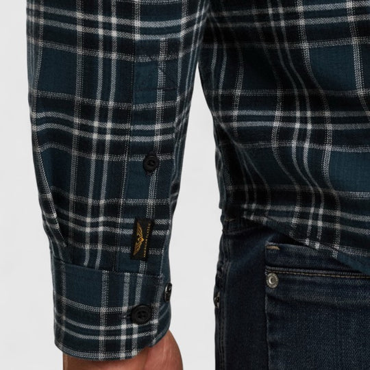 PSI2510201-5281 PME Legend Shirt Herringbone Yarn Dyed Check Salute / Donkerblauw