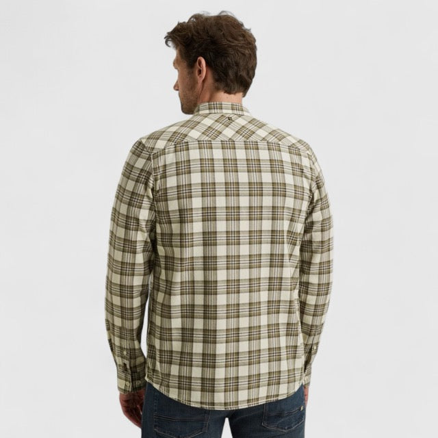 PSI2510201-7013 PME Legend Shirt Herringbone Yarn Dyed Check Bone White