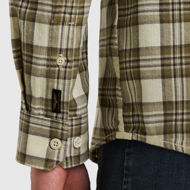 PSI2510201-7013 PME Legend Shirt Herringbone Yarn Dyed Check Bone White