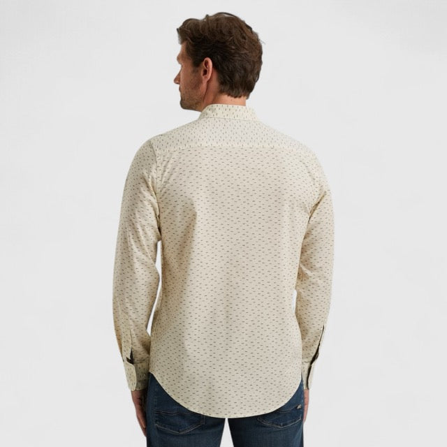 PSI2510238-7013 PME Legend Shirt Allover Print On Poplin Stretch Bone White