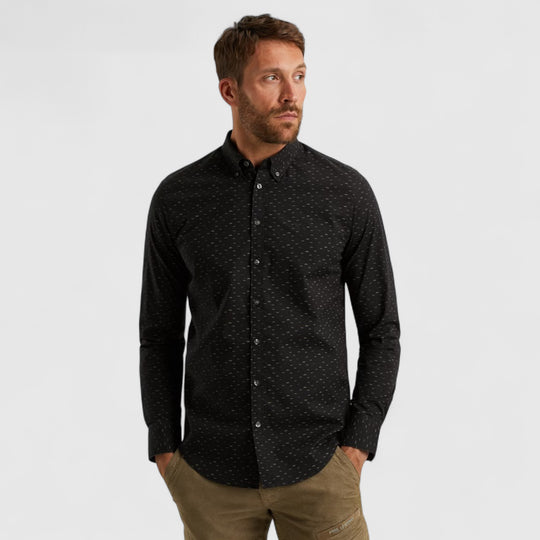 PSI2510238-9067 PME Legend Shirt Allover Print On Poplin Stretch Jet Black
