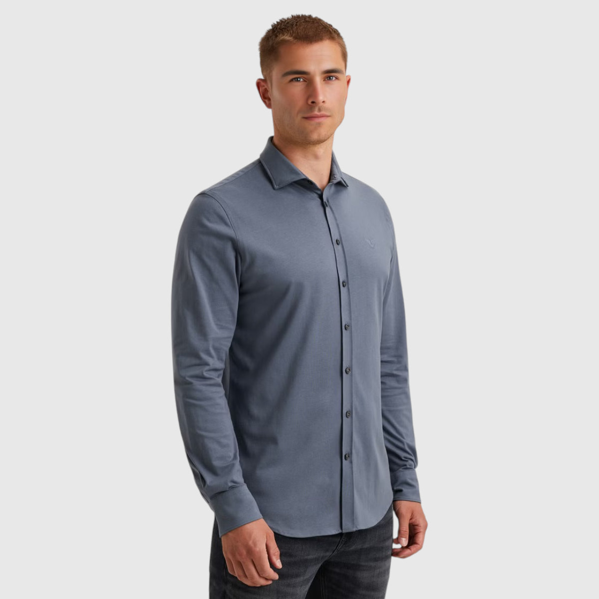 PSI2511234-5301 PME Legend Shirt Satin Jersey Vintage Indigo / Blauw