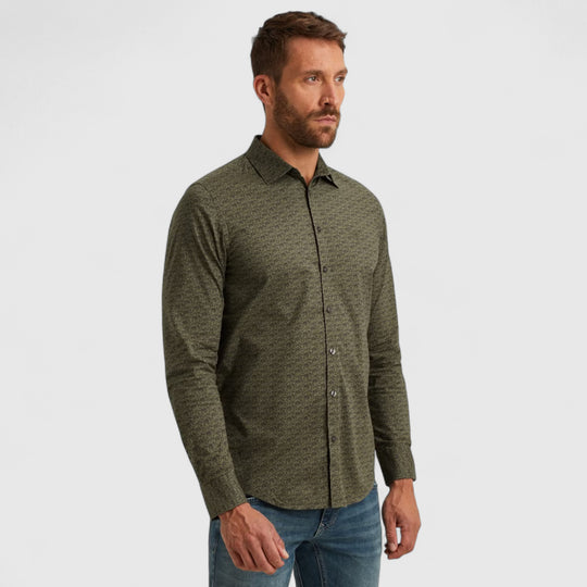 PSI2511239-6213 PME Legend Shirt Print On Cotton Lycra Four Leaf Clover / Groen