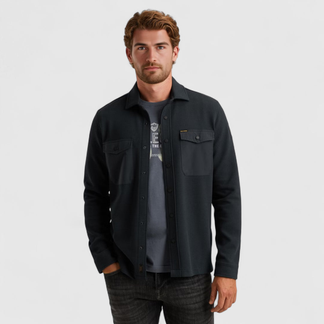 PSI2511246-5282 PME Legend Overshirt Waffle Jersey Carbon / Blauw