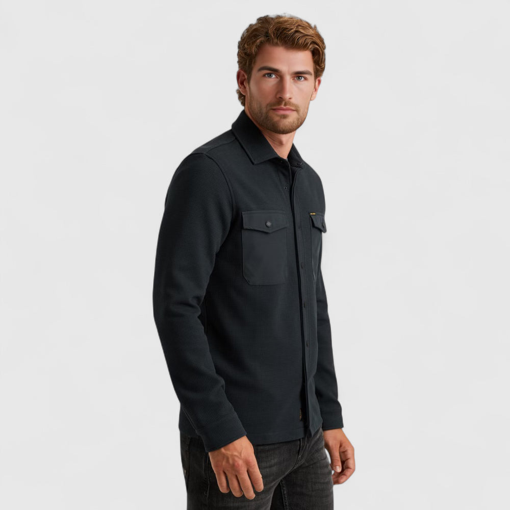 PSI2511246-5282 PME Legend Overshirt Waffle Jersey Carbon / Blauw