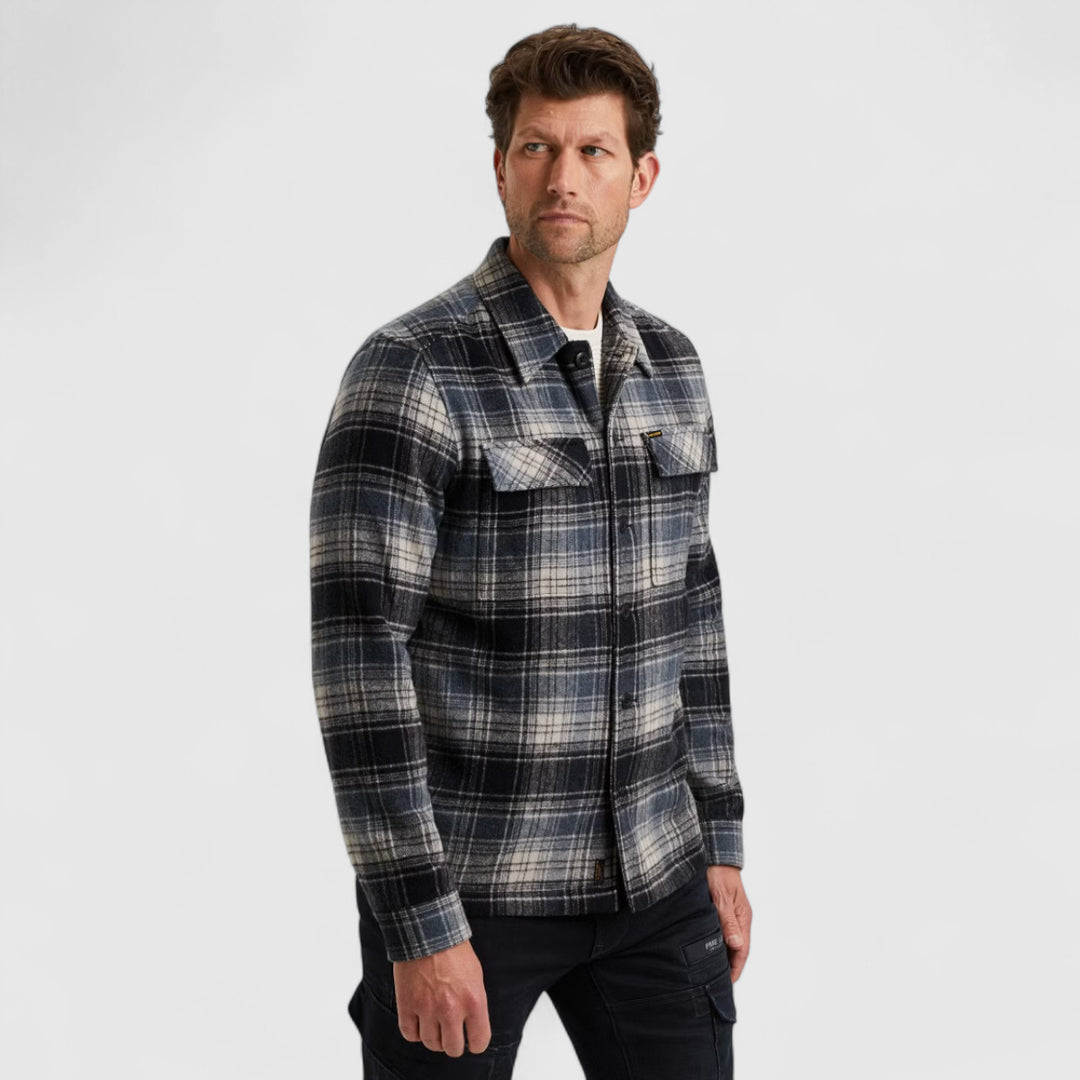 PSI2511260-5282 PME Legend Overshirt Woolblend Check Carbon