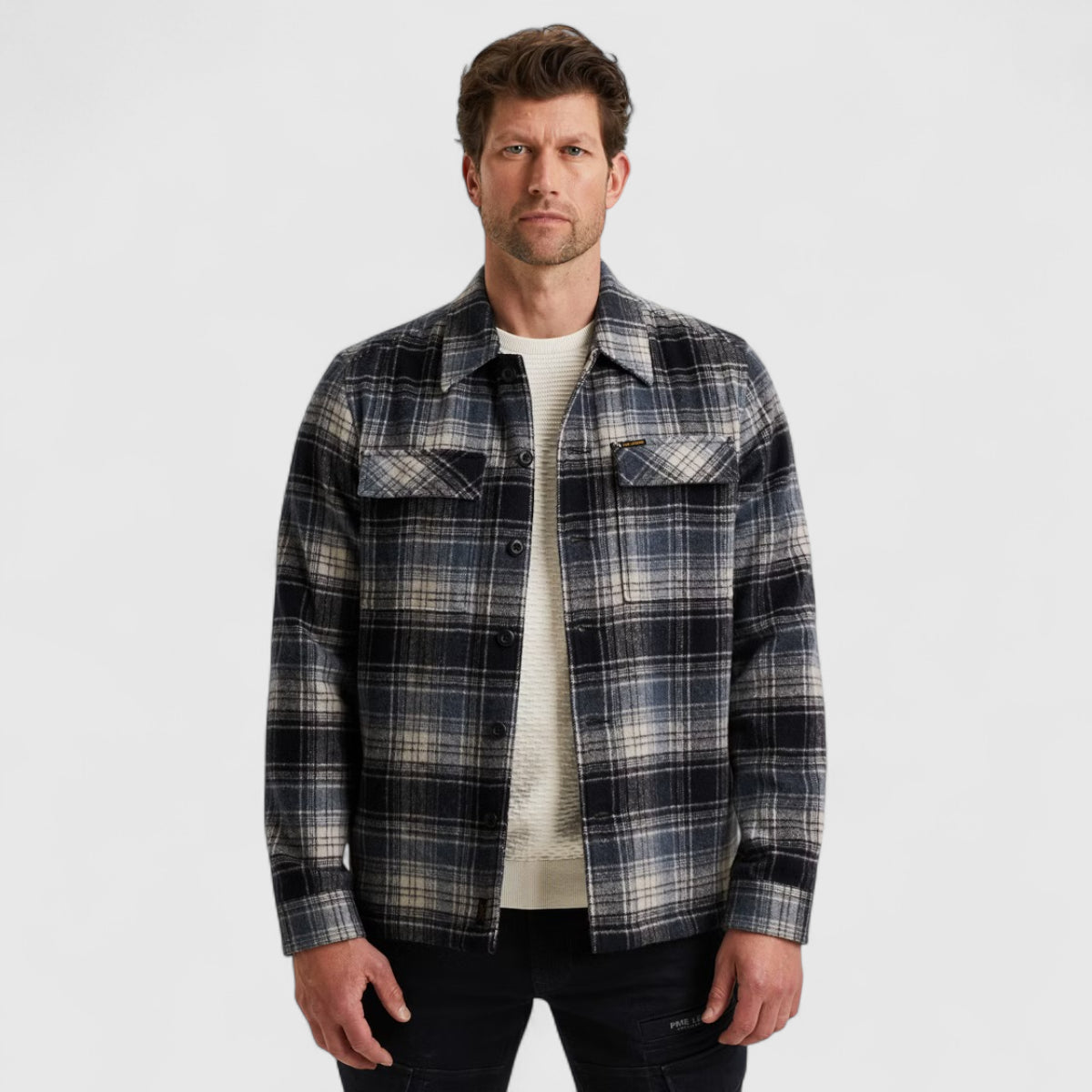 PSI2511260-5282 PME Legend Overshirt Woolblend Check Carbon