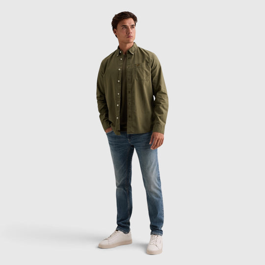 PME Legend Oxford overhemd in Kalamata Groen, gedragen door model, PSI2608220-6447