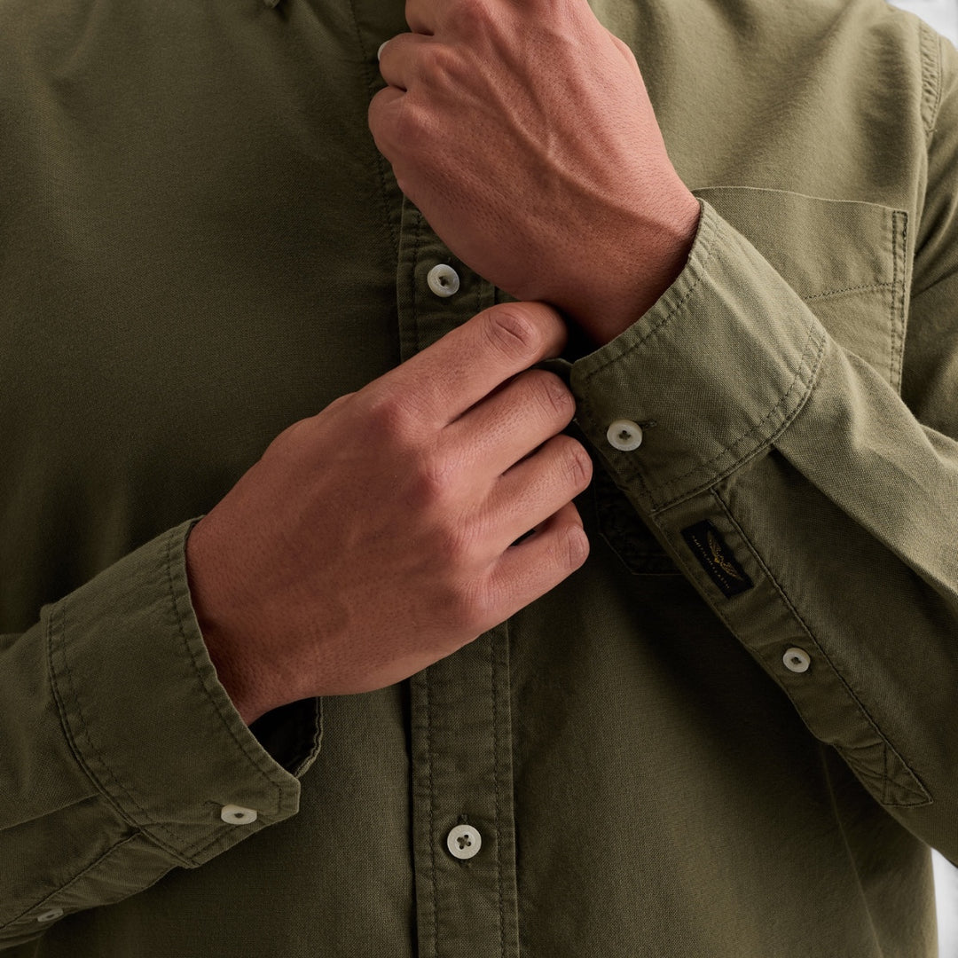 PME Legend Oxford overhemd in Kalamata Groen, stof en afwerking, PSI2608220-6447