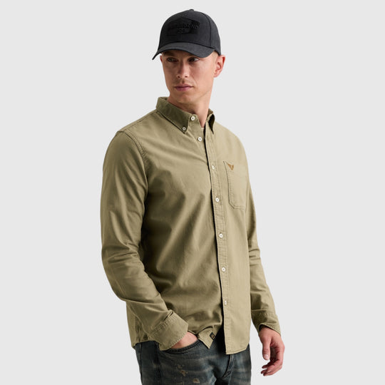 PME Legend Oxford overhemd in Overland Trek Groen, zijaanzicht op model, PSI2608220-6485