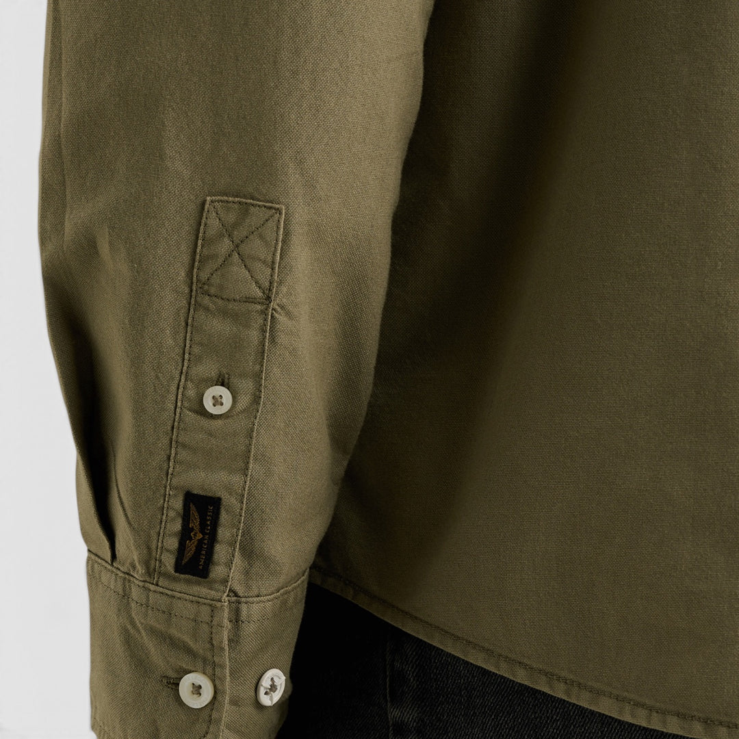 PME Legend Oxford overhemd in Overland Trek Groen, mouw en manchet, PSI2608220-6485