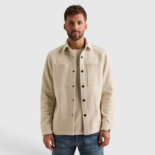 PSI2609241-7013 PME Legend Overshirt Wool Look met Borstzakken Bone White / Beige