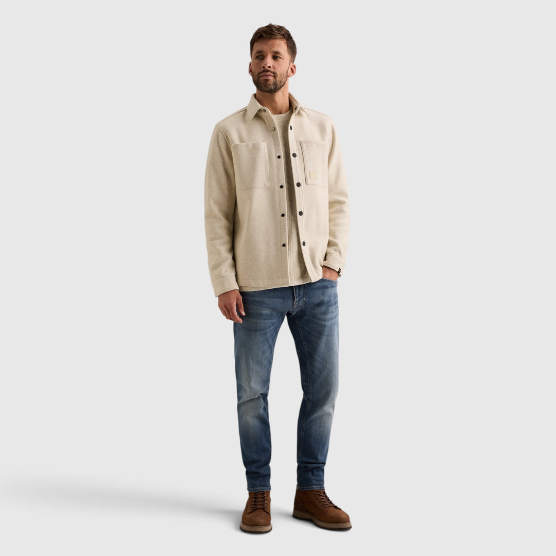PSI2609241-7013 PME Legend Overshirt Wool Look met Borstzakken Bone White / Beige