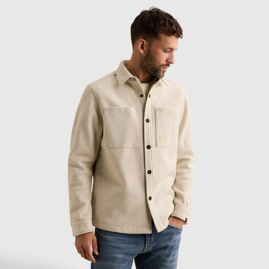 PSI2609241-7013 PME Legend Overshirt Wool Look met Borstzakken Bone White / Beige