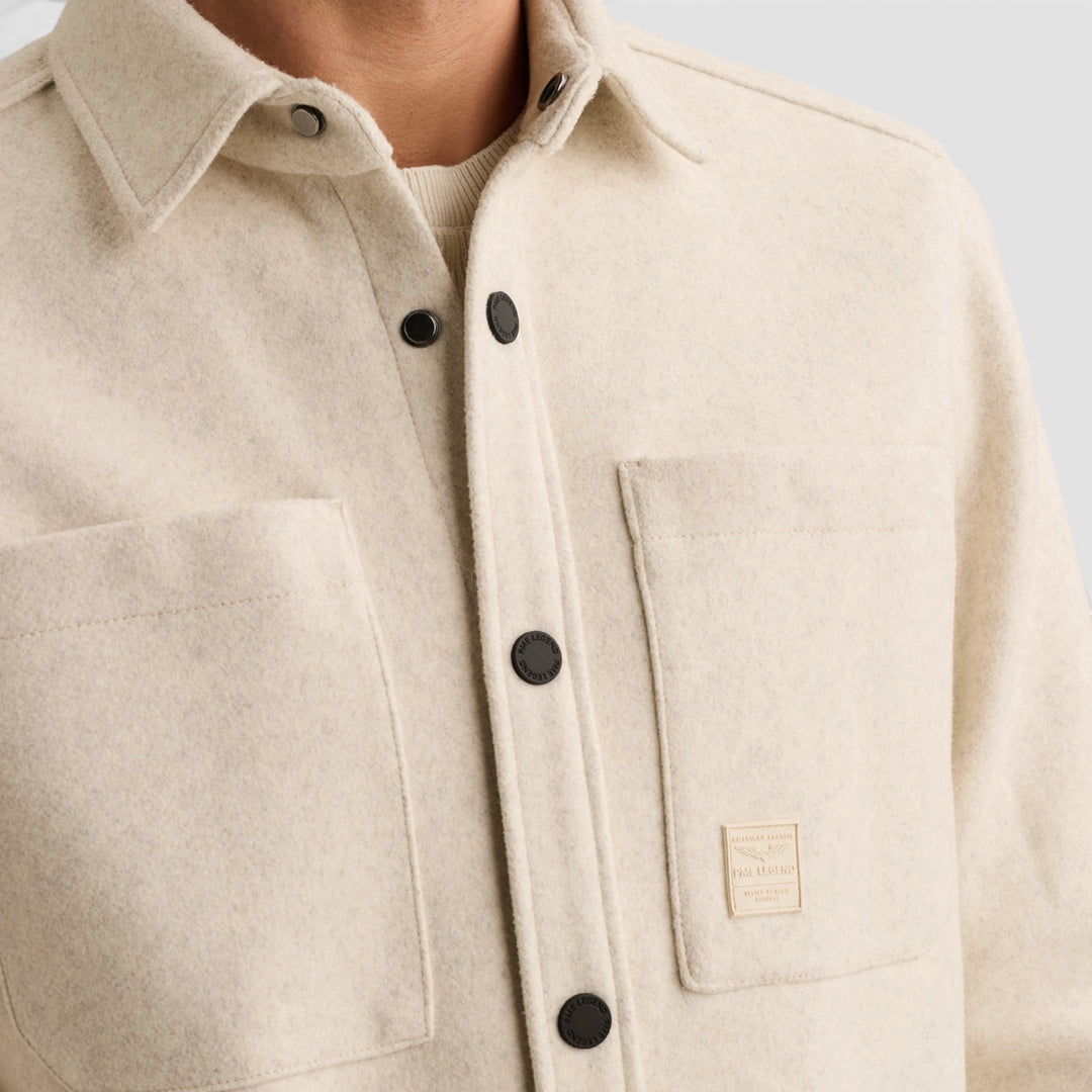 PSI2609241-7013 PME Legend Overshirt Wool Look met Borstzakken Bone White / Beige