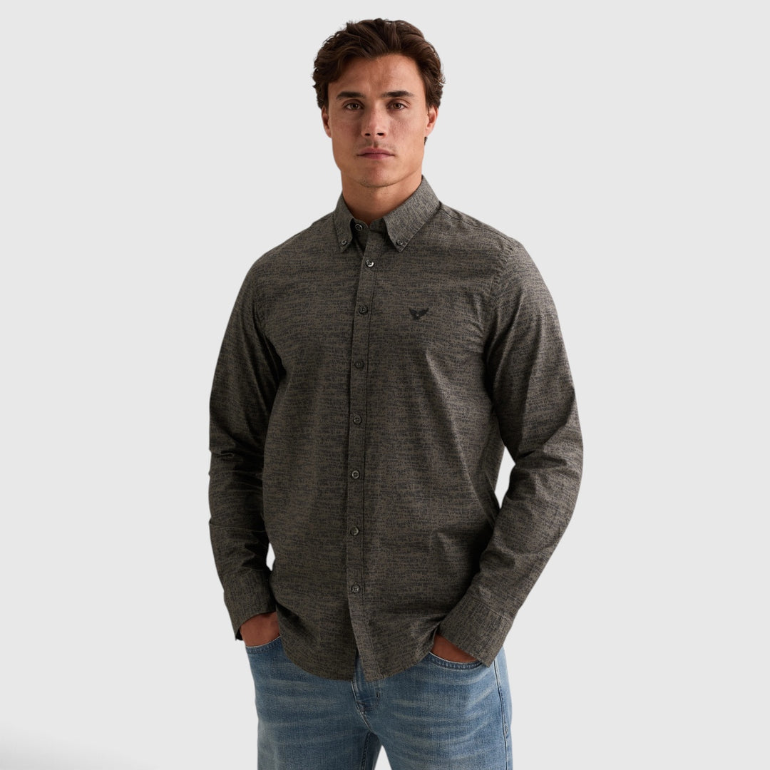 PSI2609250-9140 PME Legend Overhemd Poplin Allover Print Obsidian / Bruin