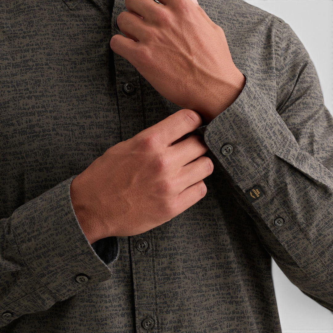 PSI2609250-9140 PME Legend Overhemd Poplin Allover Print Obsidian / Bruin