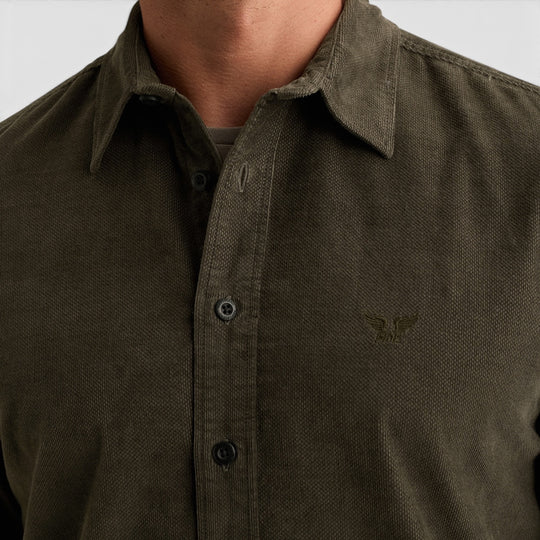 PME Legend Overhemd Corduroy met Borstborduurwerk