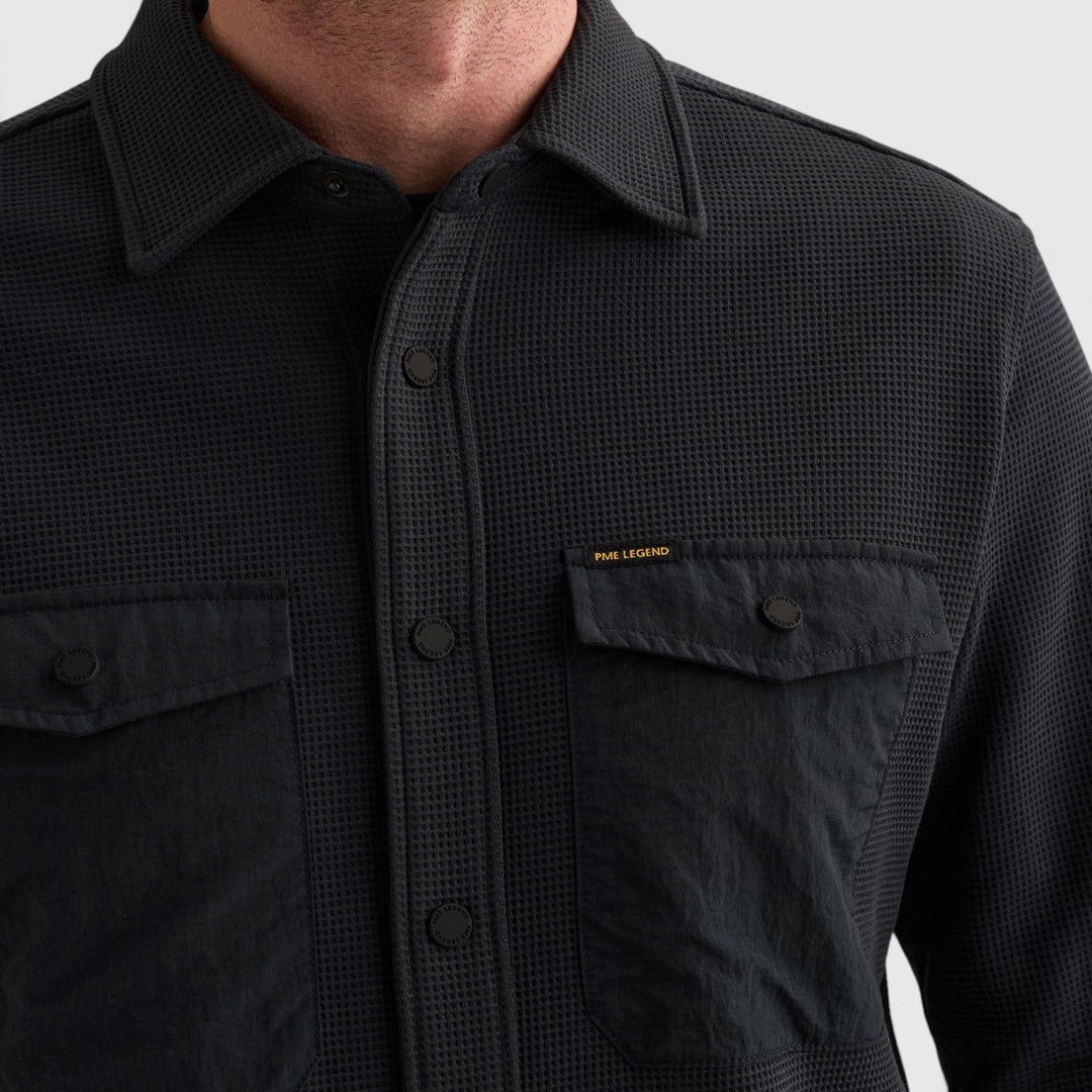 PSI2610288-5281 PME Legend Overshirt Cargo Waffle Jersey Salute / Marineblauw
