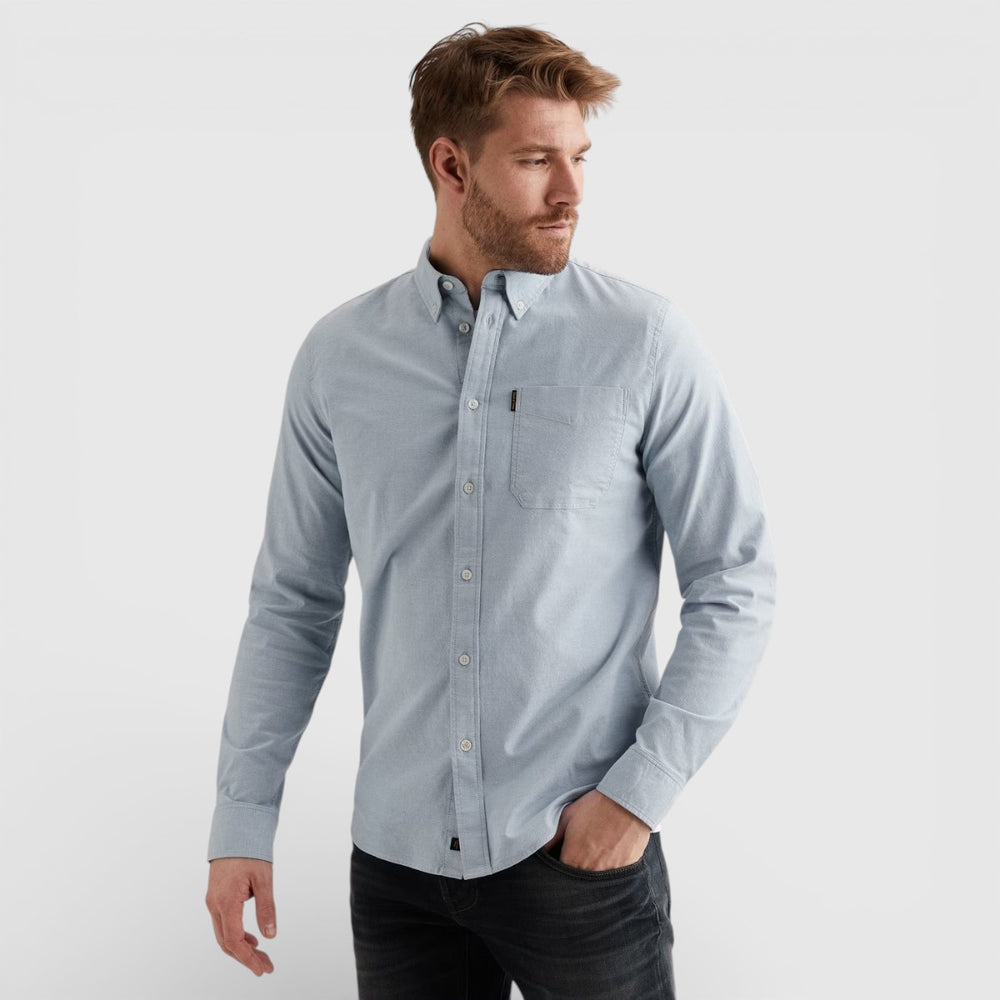 PSI650003-5041 PME Legend Overhemd 2 Tone Oxford Cotton Lycra Della Robbia Blue / Blauw