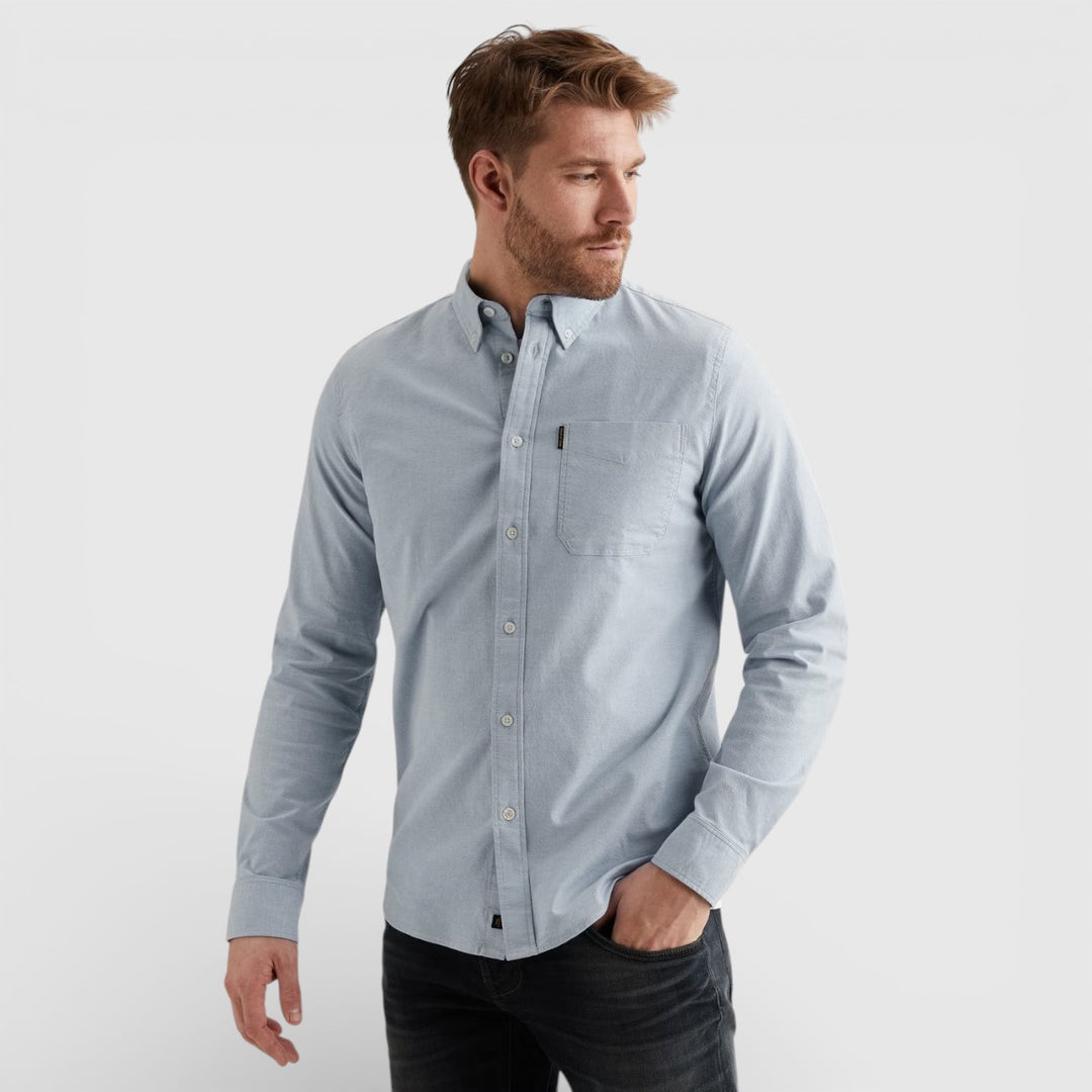 PSI650003-5041 PME Legend Overhemd 2 Tone Oxford Cotton Lycra Della Robbia Blue / Blauw
