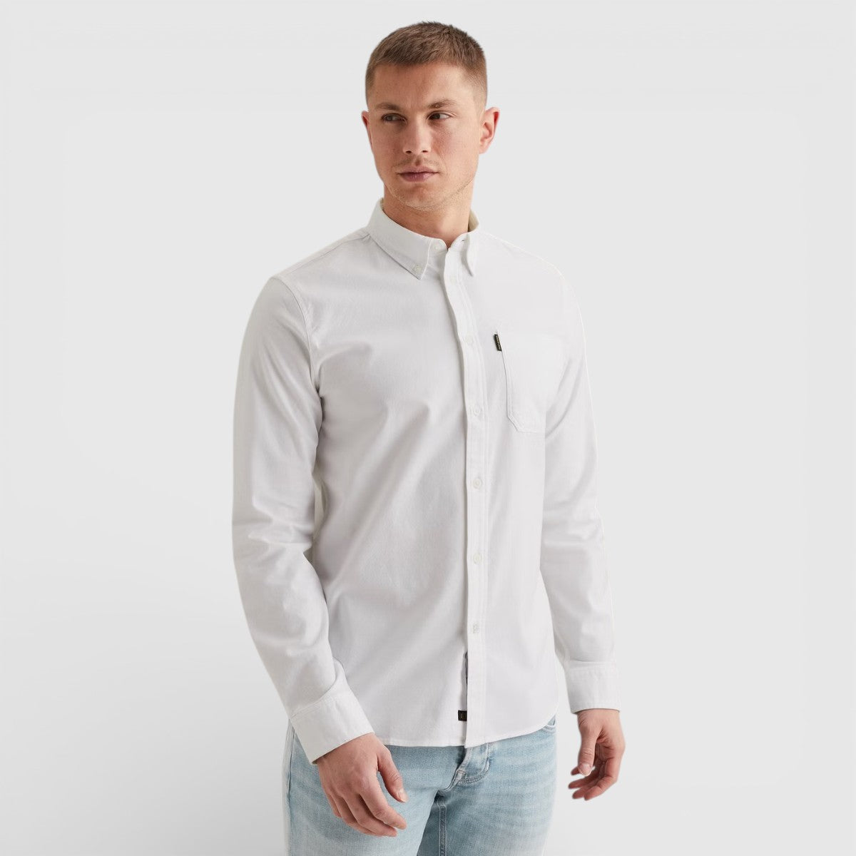 PSI650003-7003 PME Legend Overhemd 2 Tone Oxford Cotton Lycra Bright White / Wit
