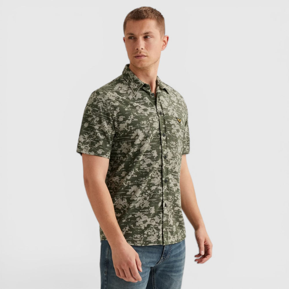 PSIS2603254-6150 PME Legend Overhemd Jersey Piqué Allover Print Thyme / Groen