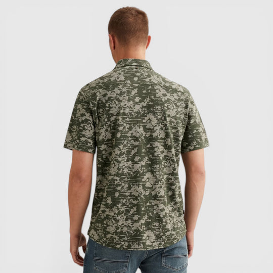 PSIS2603254-6150 PME Legend Overhemd Jersey Piqué Allover Print Thyme / Groen