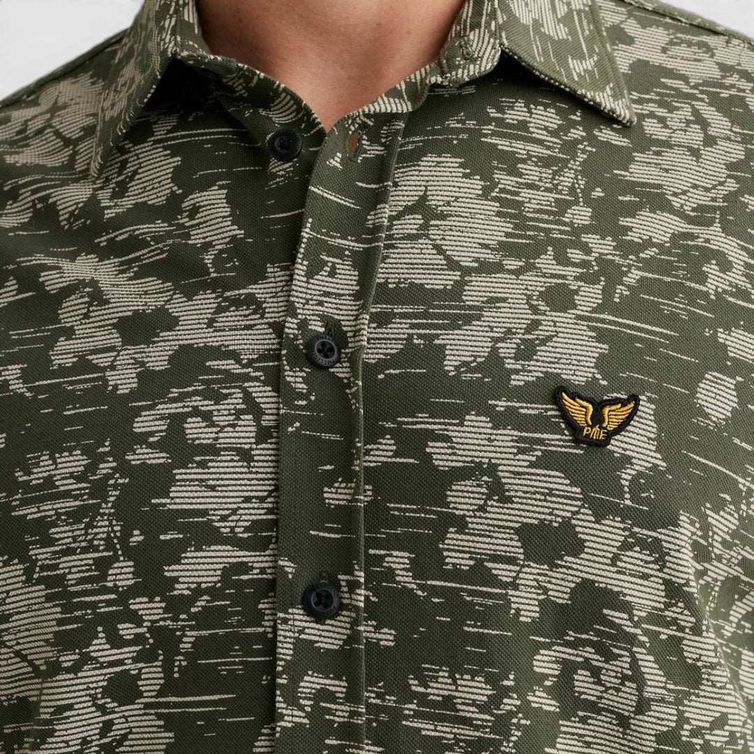 PSIS2603254-6150 PME Legend Overhemd Jersey Piqué Allover Print Thyme / Groen