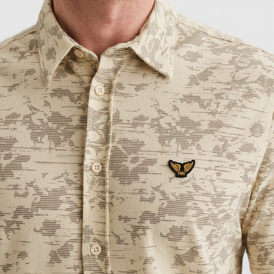 PSIS2603254-7011 PME Legend Overhemd Jersey Piqué Allover Print Birch / Beige