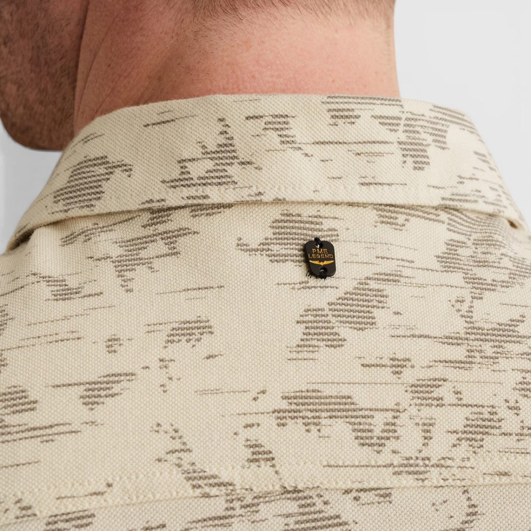 PSIS2603254-7011 PME Legend Overhemd Jersey Piqué Allover Print Birch / Beige