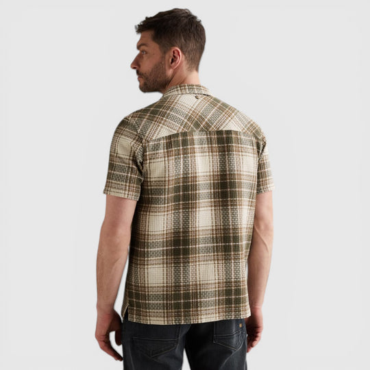 PSIS2603262-6150 PME Legend Overhemd Met Wafelstructuur Grote Ruit Thyme