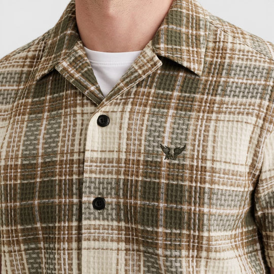 PSIS2603262-6150 PME Legend Overhemd Met Wafelstructuur Grote Ruit Thyme