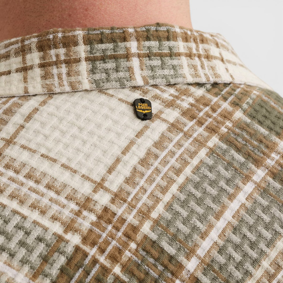 PSIS2603262-6150 PME Legend Overhemd Met Wafelstructuur Grote Ruit Thyme