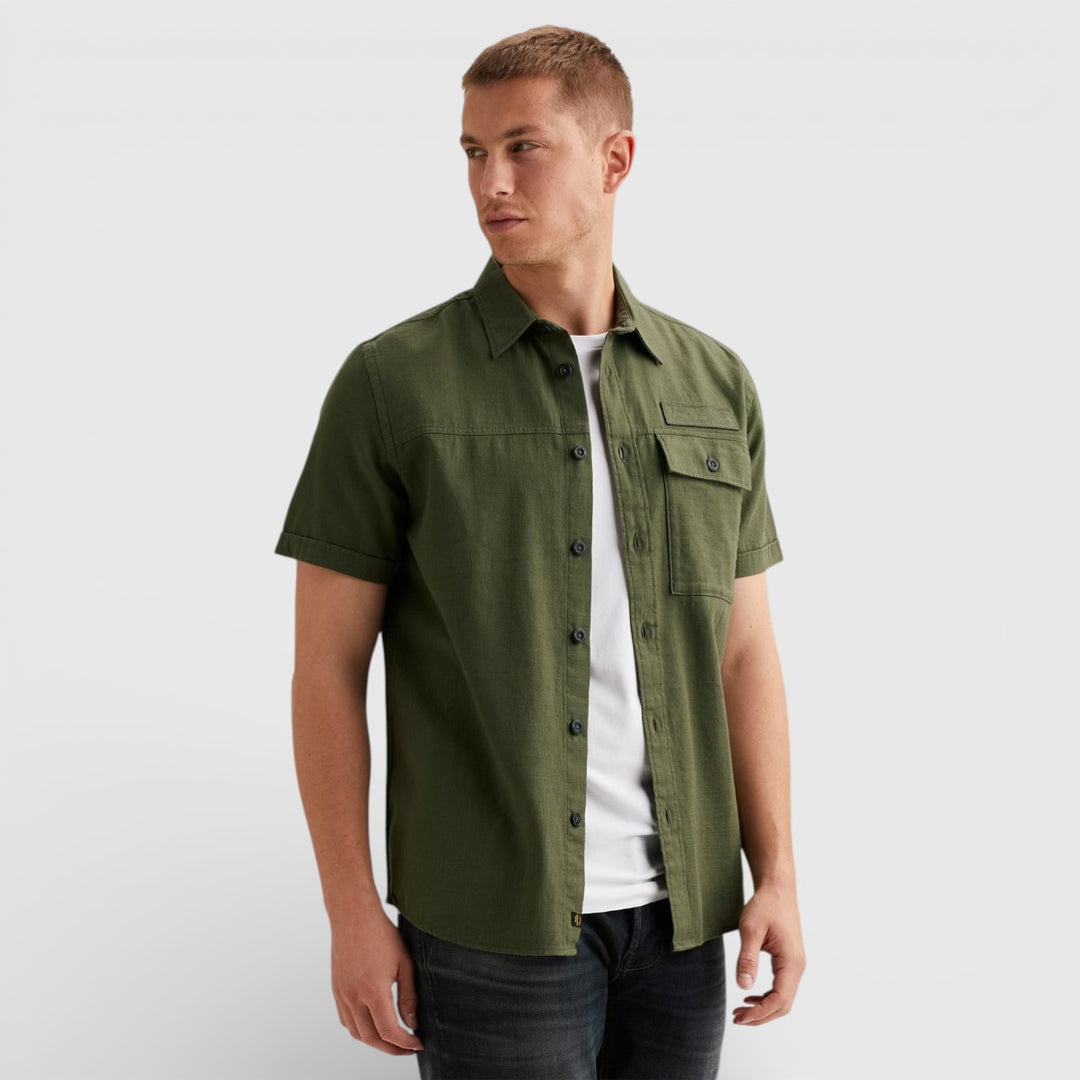 PSIS2603268-6150 PME Legend Overhemd van Slub Katoen Thyme / Groen