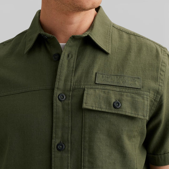 PSIS2603268-6150 PME Legend Overhemd van Slub Katoen Thyme / Groen